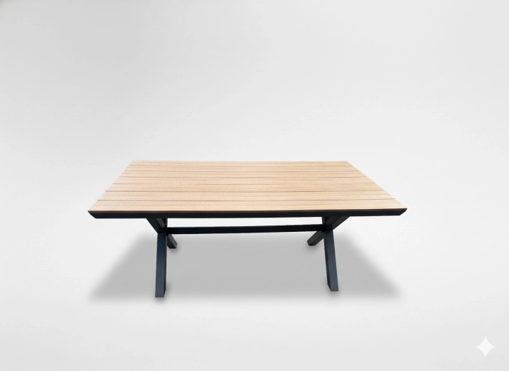 Aluminijasta vrtna miza s ploščo iz polywooda, temno siva