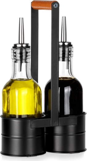 Komplet steklenic za olje in kis v stojalu 2×150 ml