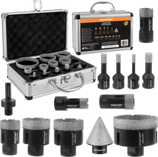 Bigstren diamantni kronski svedri 6–68 mm, komplet 13 delov