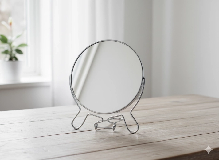 Kozmetično ogledalo za ličenje, črno, kompaktno