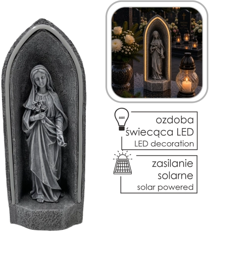 Sončna figura Device Marije v kapelici z LED-osvetlitvijo