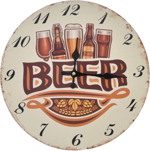Stenska lesena ura Beer bež 34 cm