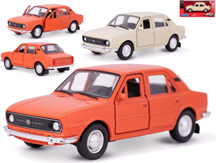 Kovinski model avtomobila Škoda 105L 1976 z navijalnim povratnim pogonom – Welly 1:36