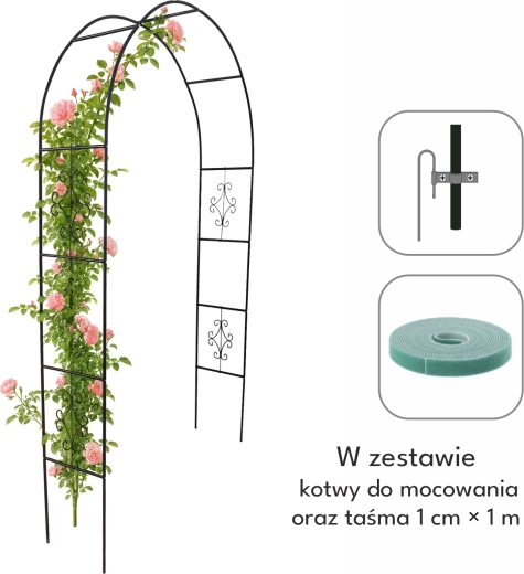 Vrtna pergola z okraski 140 × 38 × 240 cm s sidri