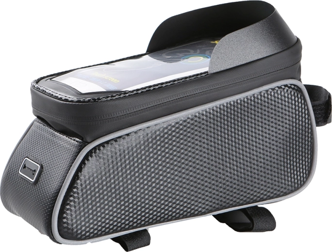 Maxlife vodoodporna okvirna kolesarska torbica z držalom za telefon, črna