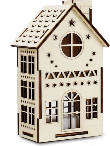 Velika lesena hišica observatorij z LED svečko