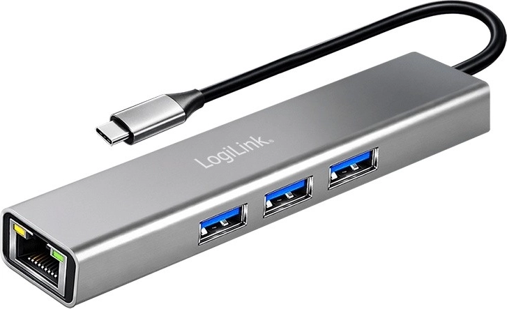 LogiLink USB‑C razdelilnik 3× USB‑A in RJ45 Gigabit Ethernet