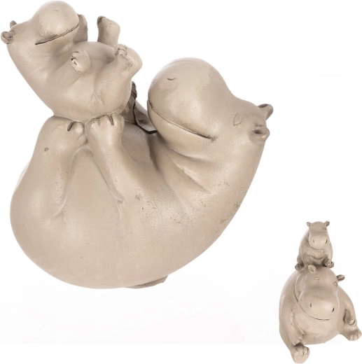 Dekorativna figurica – povodni konj mama in mladič, siva, polyresin (2 različici)