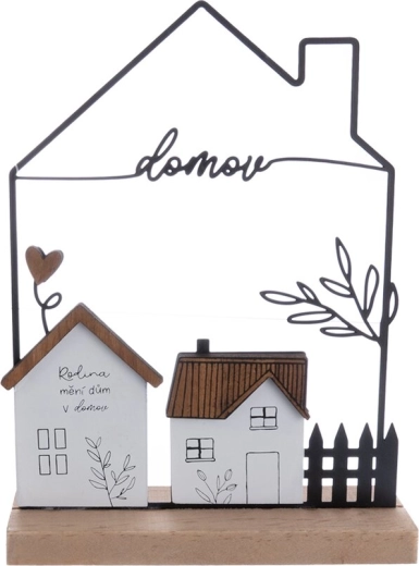 Dekoracija hiška »Domov« iz lesa in kovine 17 × 5 × 22 cm