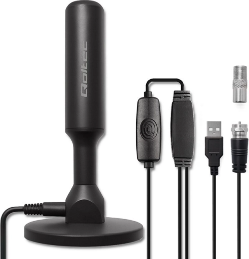 notranja TV antena DVB-T2 z ojačevalnikom in magnetno osnovo, 4K, 28 dBi, 5 m kabel