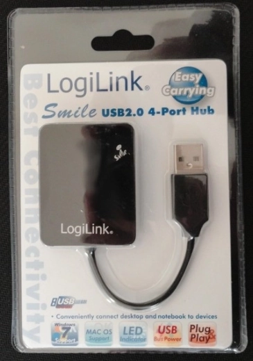 USB 2.0 razdelilnik (hub) LogiLink Smile, 4-portni, črn