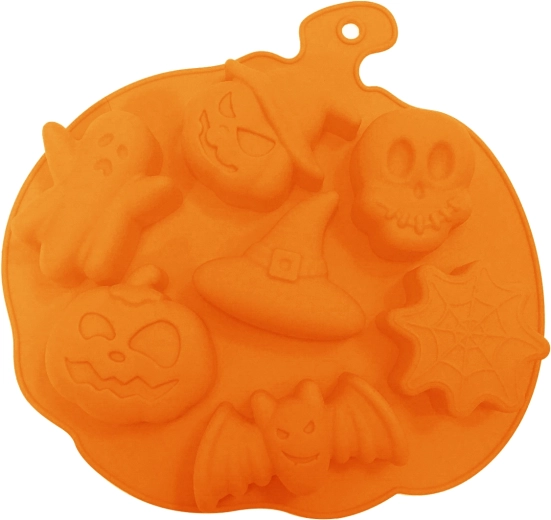 Silikonski pekač v obliki buče, 7 kosov, oranžen