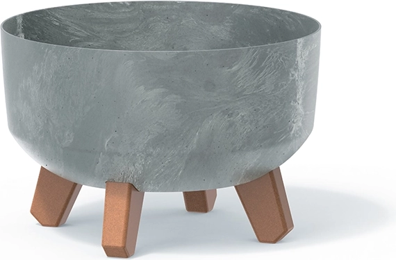 Cvetlični lonček Gracia Low betonski učinek 23,5 cm siv