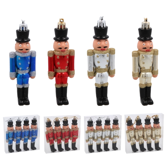 Set 4 božičnih okraskov Hrestač 12 cm