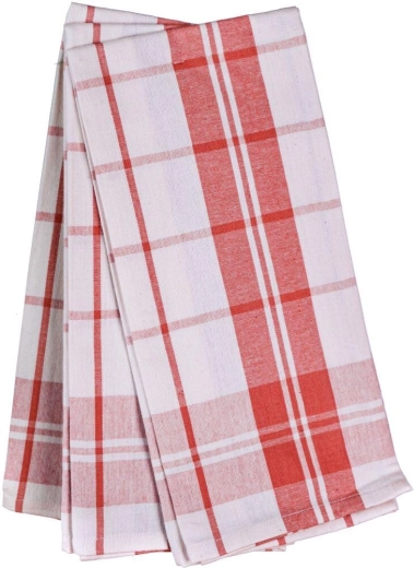 Kuhinjske krpe Classic 50 × 70 cm, 100 % bombaž, rdeče‑bele (set 3 kos)
