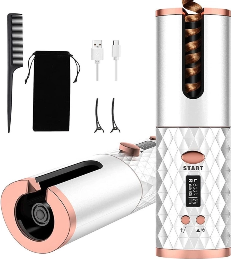 Brezžični samodejni kodralnik z LCD-zaslonom, rotacijski, USB – 1 kos
