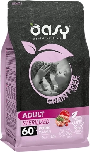 Oasy Grain Free za sterilizirane mačke, svinjski briketi 0,3 kg