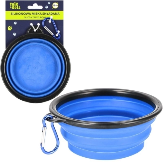Foldable silicone bowl for dogs and cats (blue)