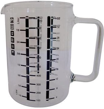 Visok kozarec kuhinjska merilna posoda iz ognjevarnega stekla 1 l