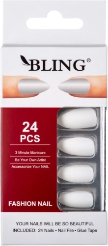 Umetni nohti, BLING Fashion Nail Tips (24 kosov) - beli, mat