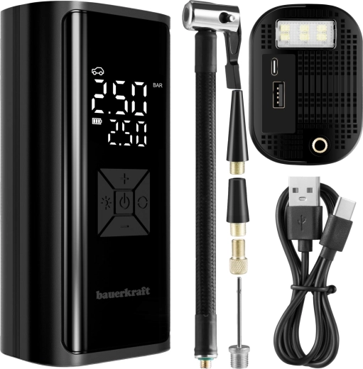 Električna prenosna zračna tlačilka 150 PSI s powerbanko 6000 mAh in LED svetilko