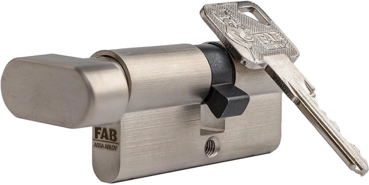 Varnostni cilindrični vložek z gumbom FAB 3 HOME 30/35, nikel, 6 ključev, 3. razred