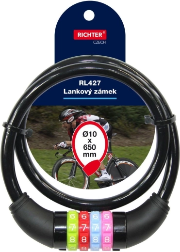 Kabeljska številčna ključavnica 10 × 650 mm črna RICHTER