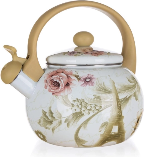 Žvižgajoči emajlirani čajnik PARIS 2,2 l, premer 19 cm