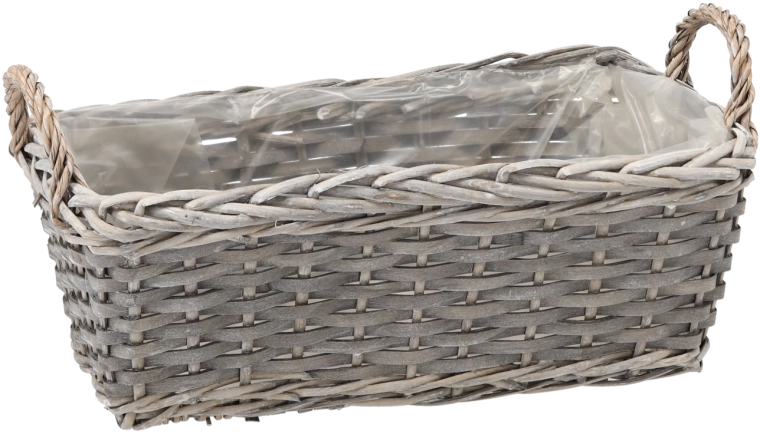 Pleten pravokoten okrasni lonec 38 × 19 × 14 cm, siv