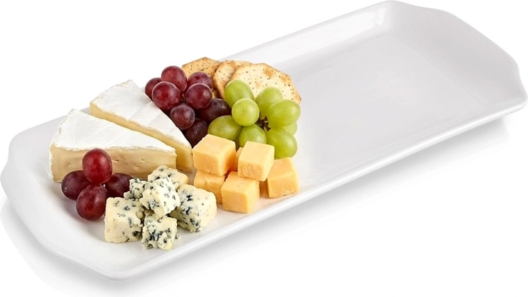 Porcelanast servirni krožnik MONA, bel, 36 × 15,5 × 2,3 cm