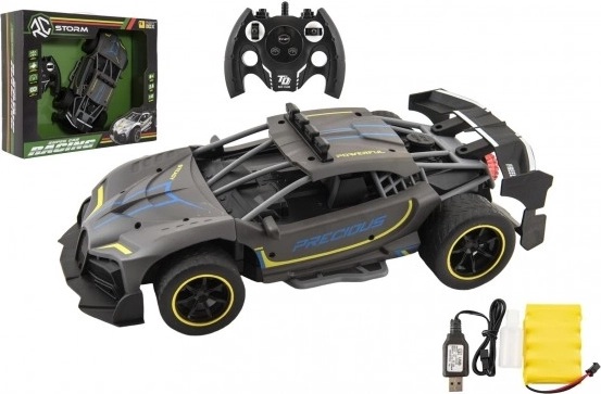 Auto RC Sport antracit, oddaja paro, 33 cm, plastika, 2,4 GHz na baterije + polnilni paket v škatli 43x36x13