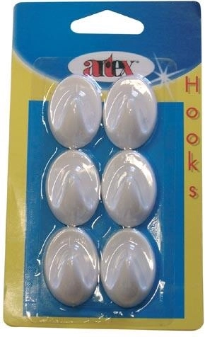 Samolepilni ovalni kljukici, majhni, beli (6 kosov)