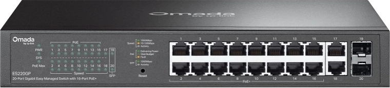 Omada Easy Managed gigabitno stikalo s 20 vrati in 16× PoE+