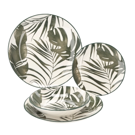 Jedilni set 18 kosov okrogel Zeleni listi