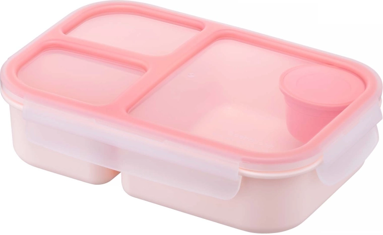 Doza za živila s 3 predelki 1,5 l roza plastična - 1 kos