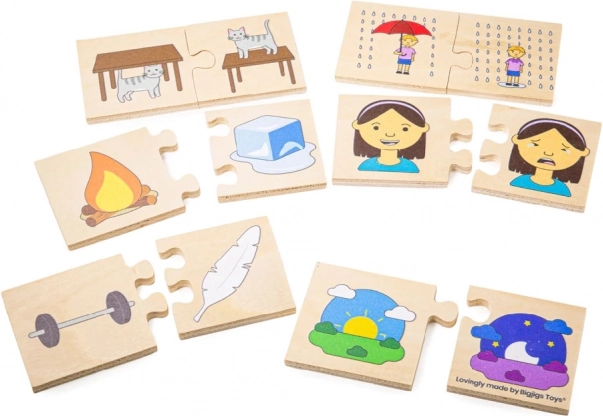 Bigjigs Toys lesene didaktične puzzle – nasprotja