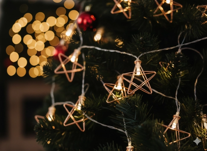 Svetlobni niz LED zvezdice, topla bela, 10 LED