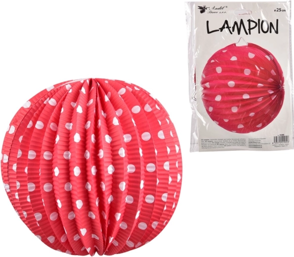 Papirnat lampijon z rožnatimi pikami 25 cm
