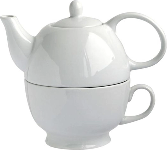 Porcelanasti čajnik s skodelico 2v1 480 ml, bel
