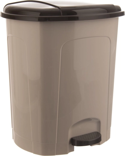Plastični koš za smeti s pedalom 30 l, bež s temnim pokrovom