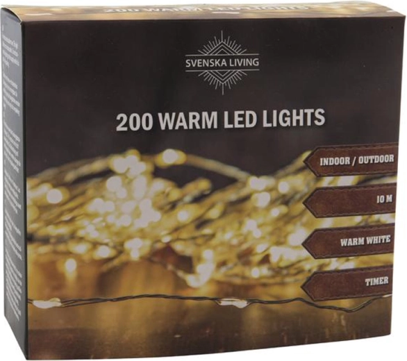 Svetlobna veriga s časovnikom 200 LED, 10 m