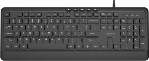 Gembird tanka žična multimedijska tipkovnica USB, črna (US razporeditev)