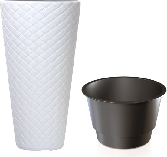 Cvetlični lonec Matuba Slim z vložkom 40 cm bel