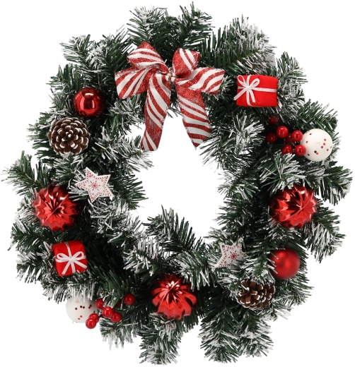 Božični venec 40 cm belo-rdeč