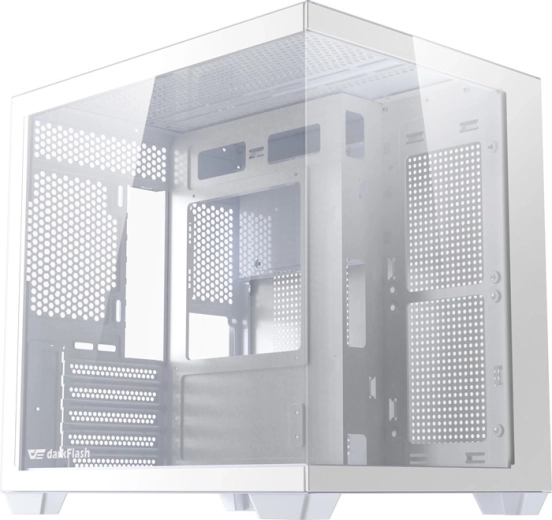 Računalniško ohišje DARKFLASH B275 – belo, panoramsko steklo 270°, M-ATX/ITX
