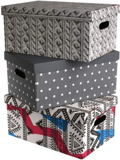 Decorative storage box with lid 45 × 30 × 21 cm