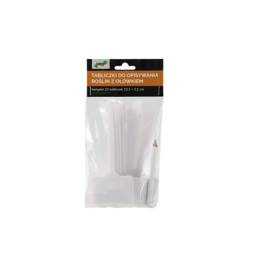 Set 25 belih plastičnih vrtnih označevalnih tablic s svinčnikom 13,5 × 5,5 cm