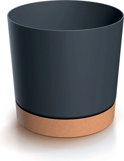 Cvetlični lonec z podstavkom TUBO ECO antracit/naturo 12,8 cm