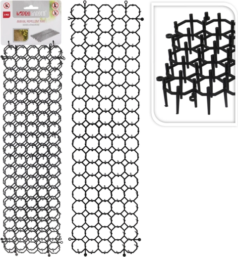 Podloga s konicami proti živalim, črna, 48 × 13 × 3 cm, 2 kosa