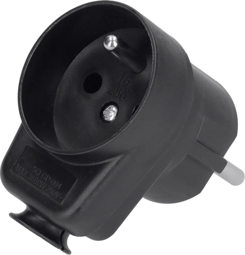 Solight kotni vtič s prehodno vtičnico IP20 črn - 1 kos